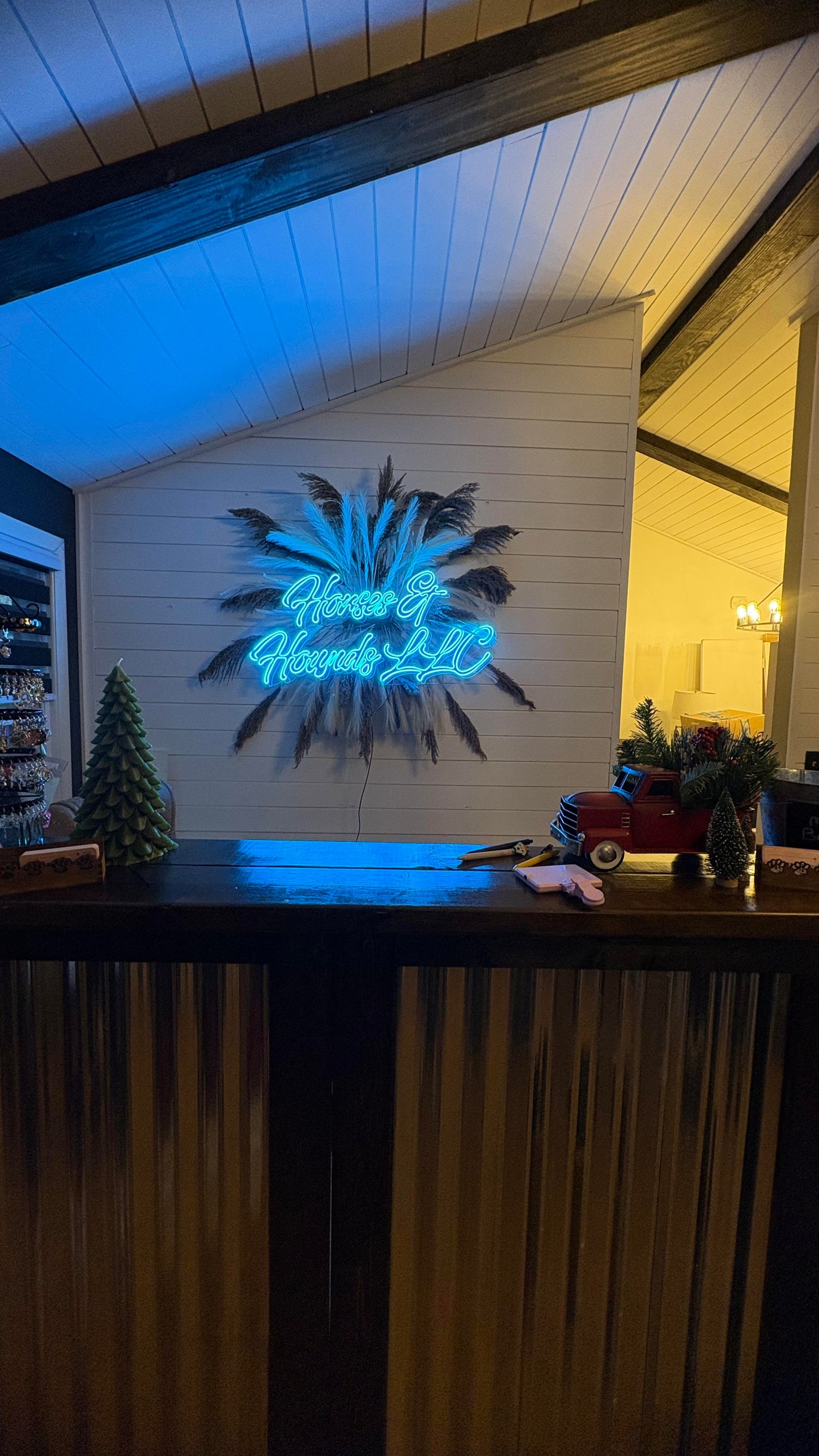 Custom 3D sign + Pampas Background (handmade)