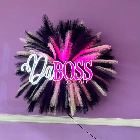 Custom 3D sign + Pampas Background (handmade)